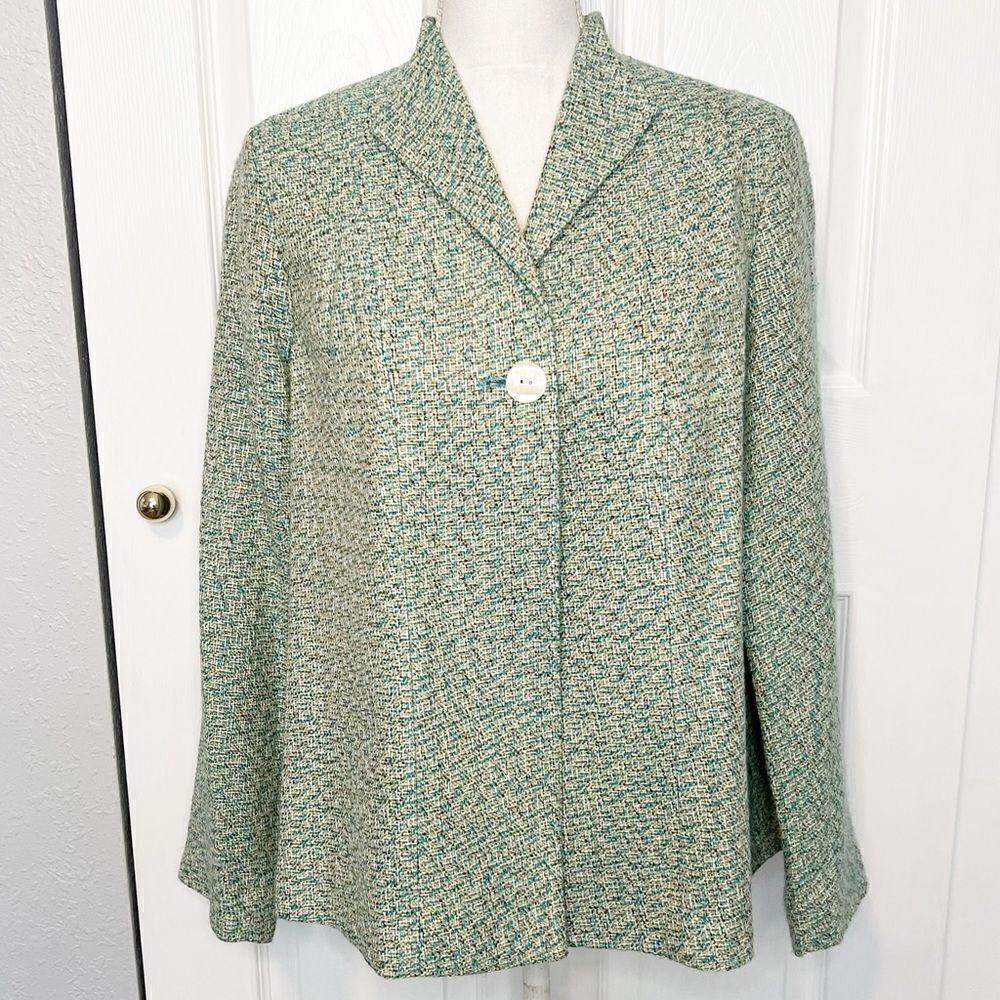 Sag Harbor Turquoise Blue Green One Button Jacket Size 8 - Vintage Style